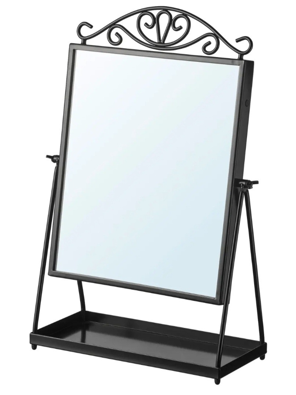IKEA Karmsund Black Table Vanity Desk Mirror With Jewelry Tray Discontinued